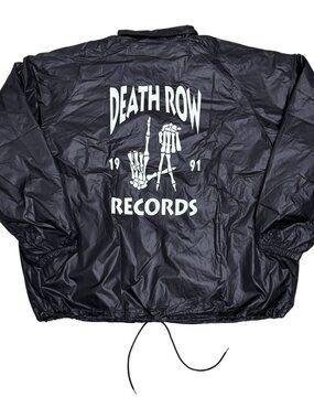 DEATH ROW RECORDS Black Lightweight Windbreaker Coaches Bomber Jacket Mens XL